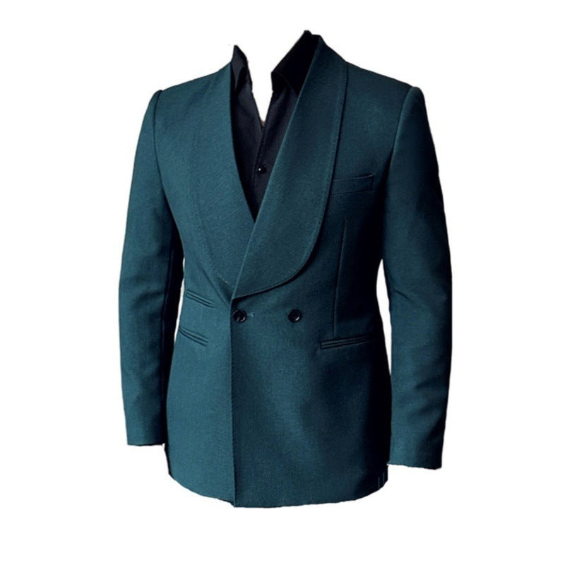 Double Breasted Green Collar Men's Casual Suit