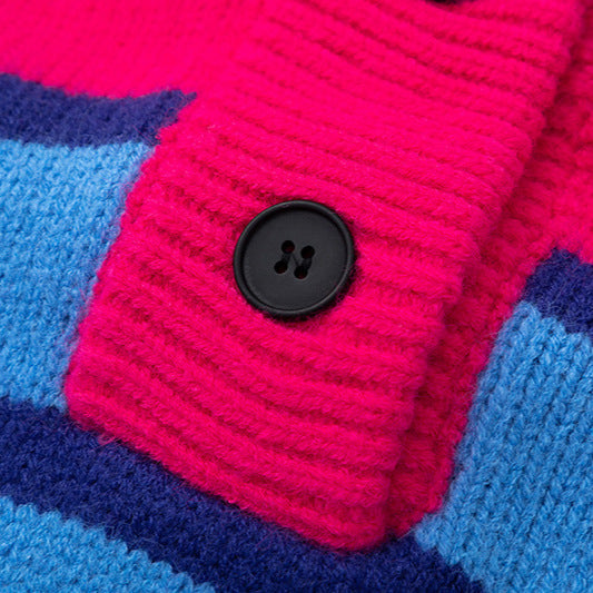 Winter Vintage Stripe Loose Hooded Pullover Sweater