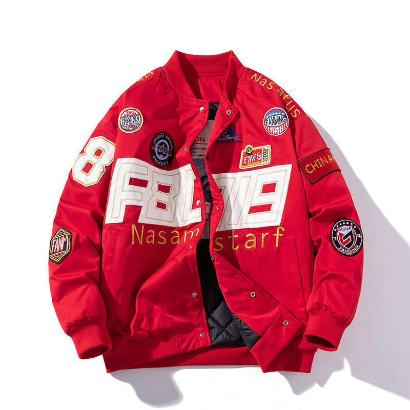 Autumn Winter Motorcycle Baseball Uniform couple jacket
