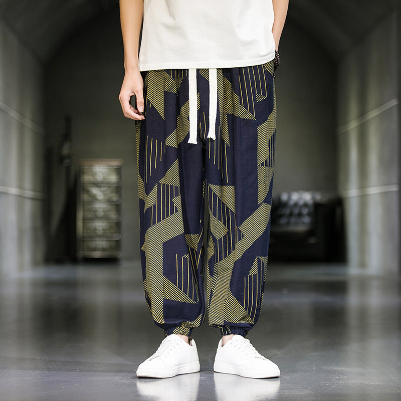 Mens Breathable Casual Wide Leg Pants