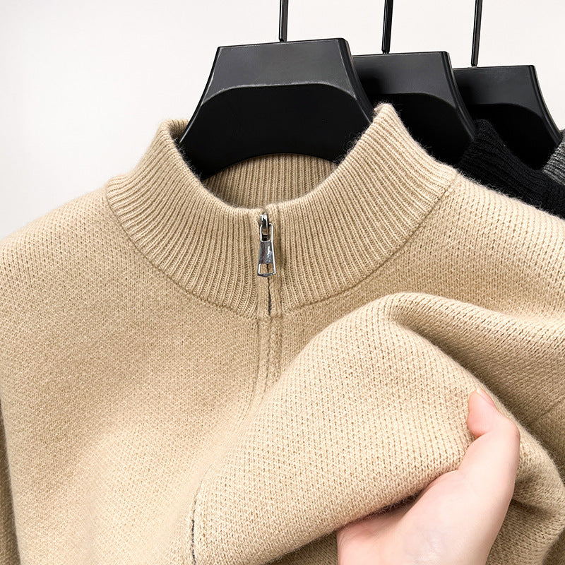 Men's High-end Stand Collar Knitted Zipper Cardigan Thickened sweater