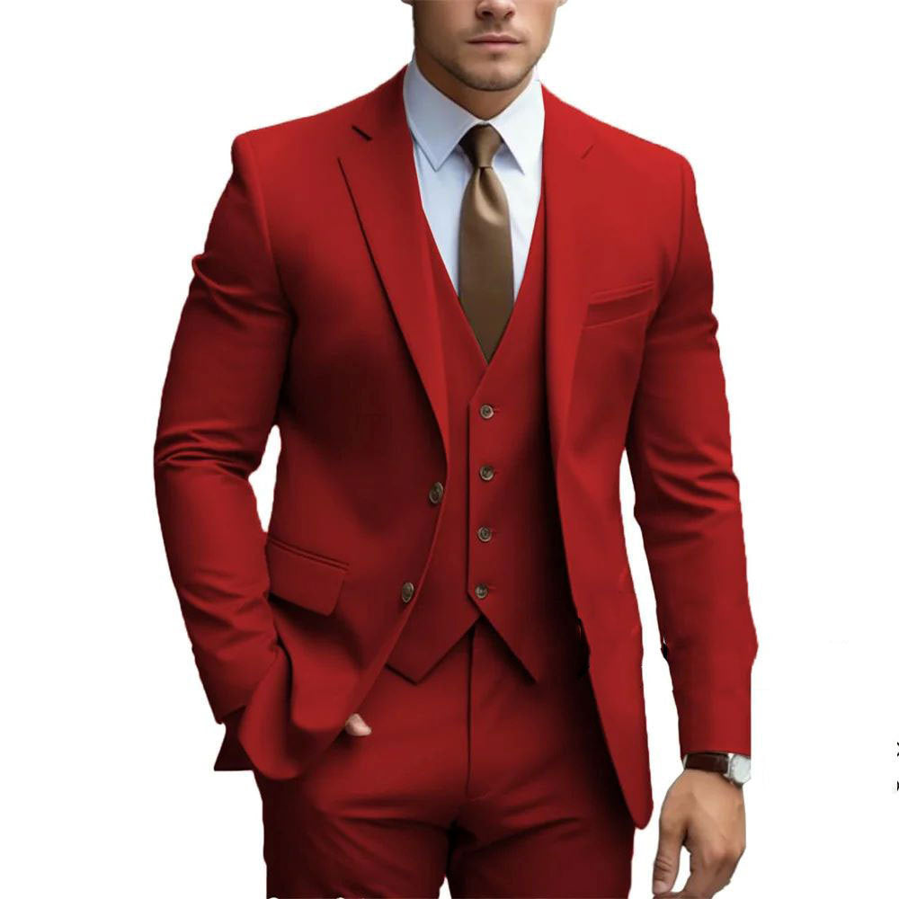 Business Casual Men's Three-piece Suit For Bridegroom Wedding