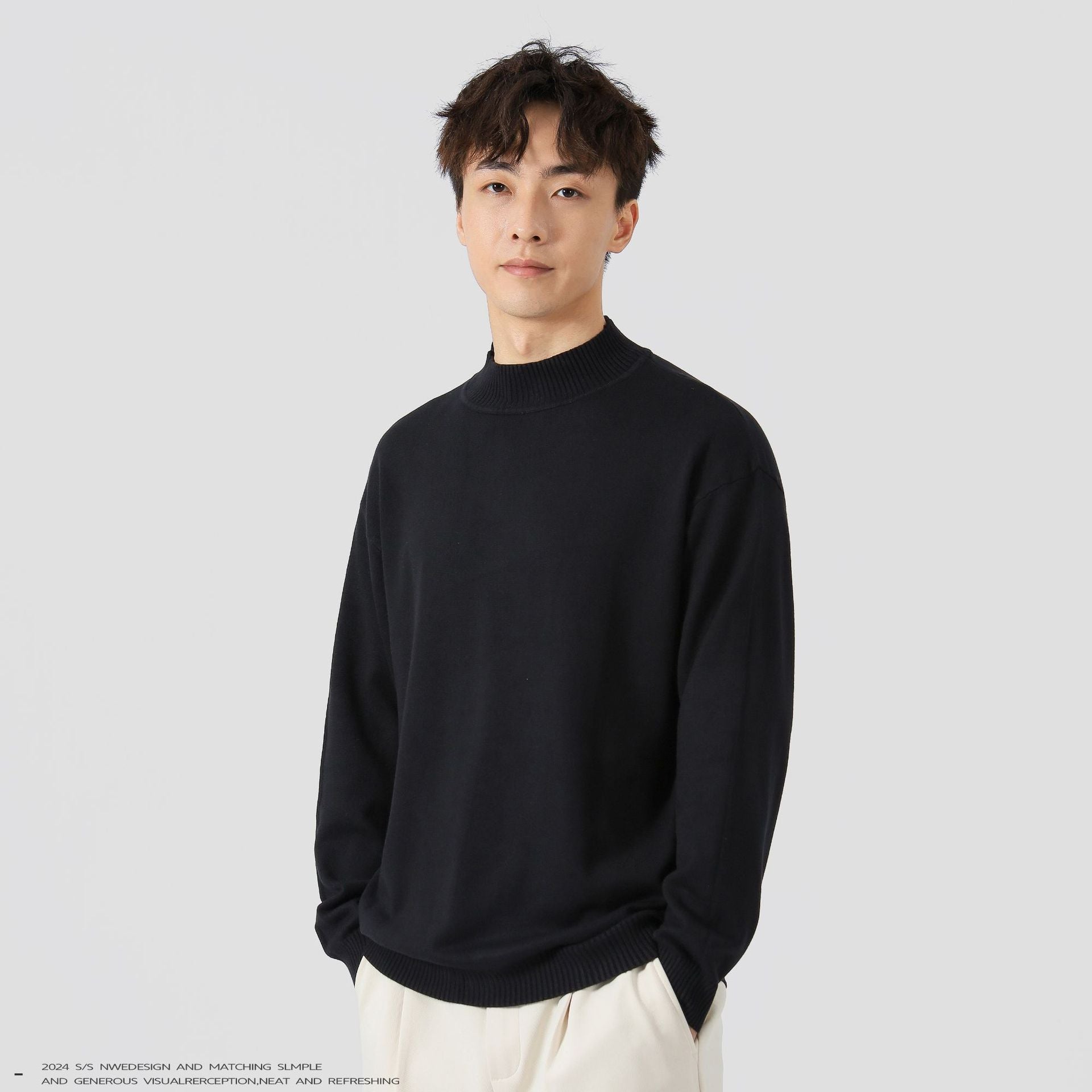 Solid Color Loose Inner Wear Leisure Warm Bottoming Long-sleeved Sweater