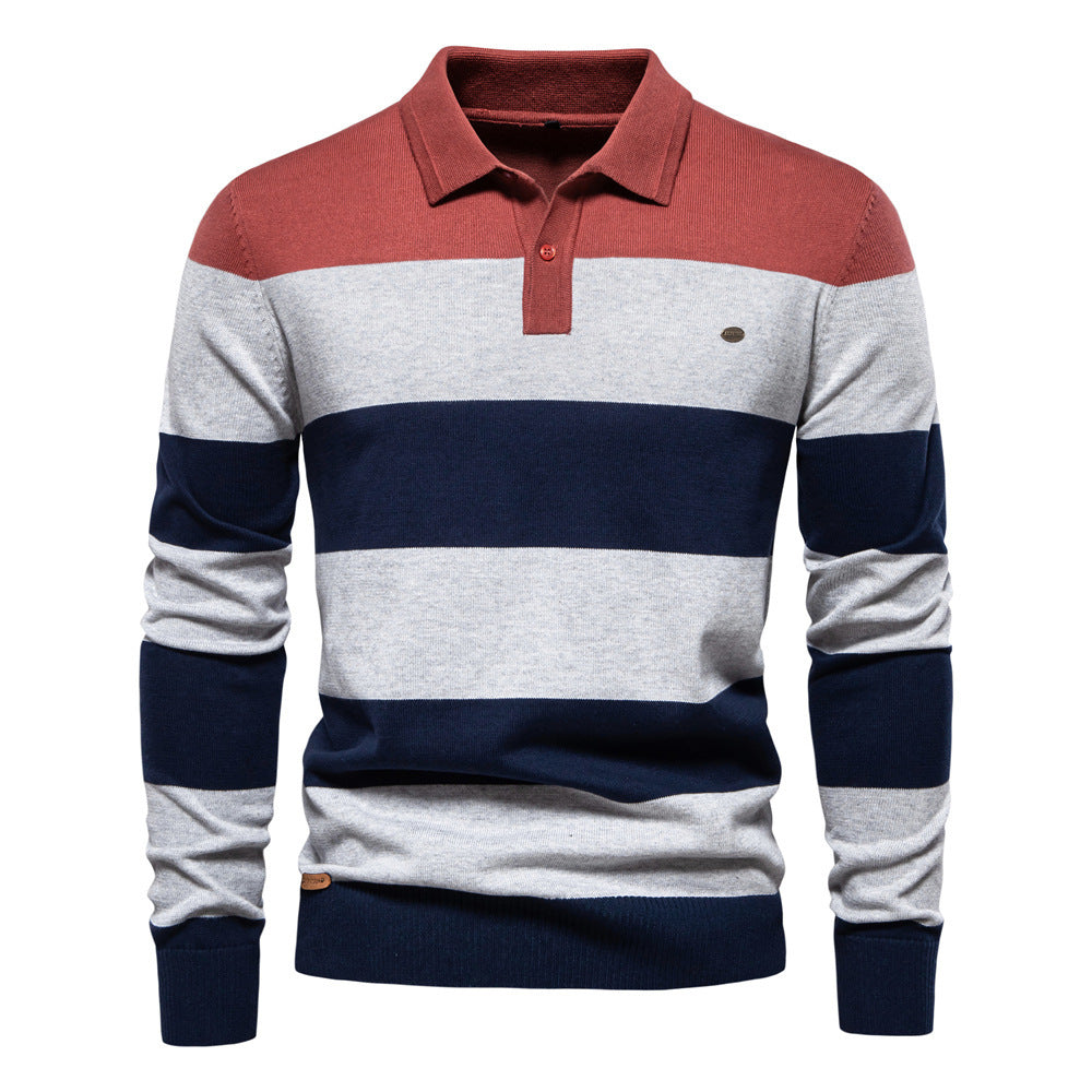 Men's Long Sleeve Polo Collar Sweater