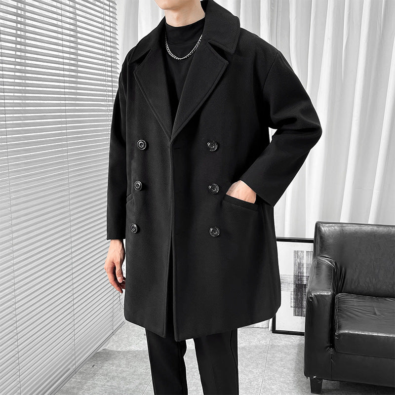 Mid-length Knee British Style Woolen Coat