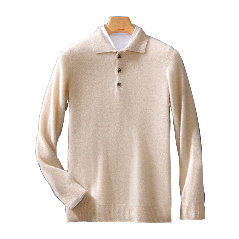 Men's Business Casual Polo Collar Knitted Sweater