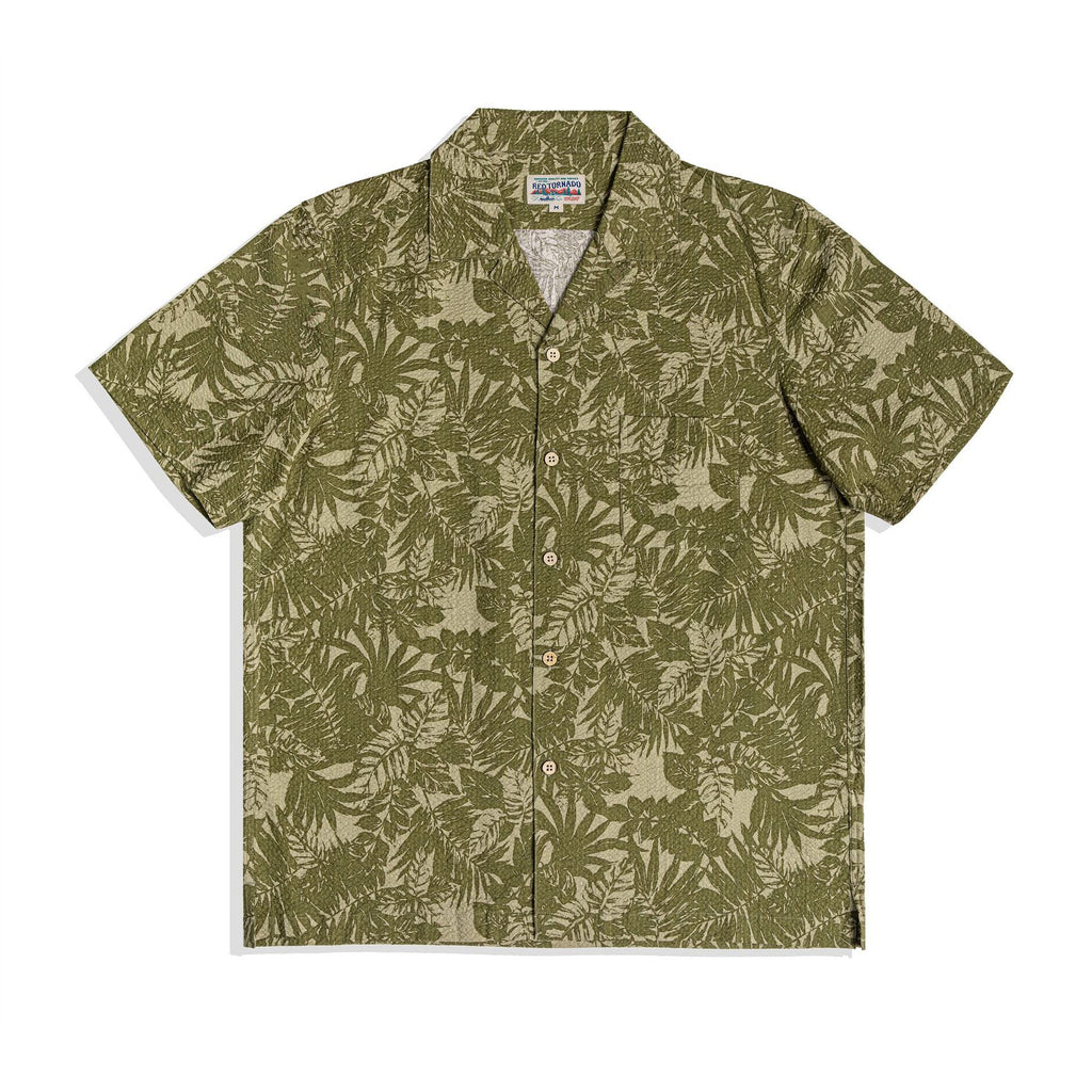 Vintage Printed Seersucker Cuban Collar Shirt