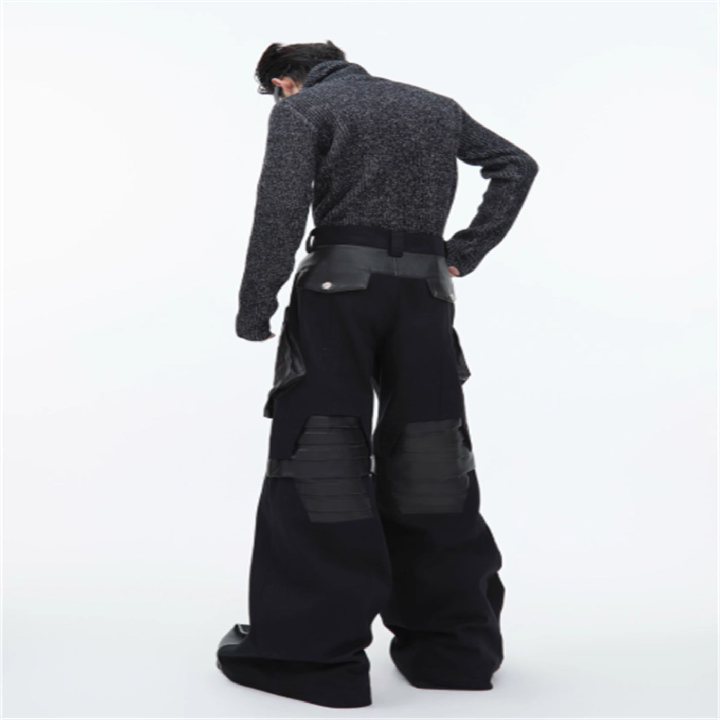 Three-dimensional Groove High Collar Slim Sweater