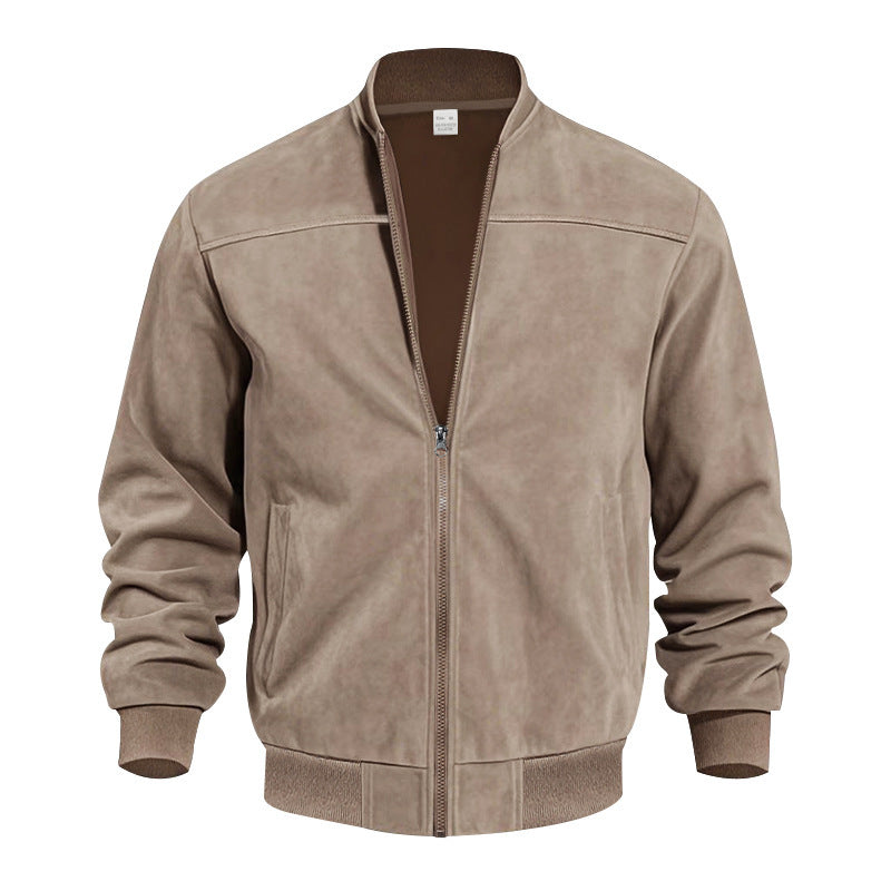 Men's Casual Plus Size Suede Zipper Men's Jacket