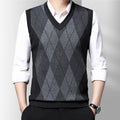 Men's Sleeveless Knitted Sweater Casual Plaid Vest