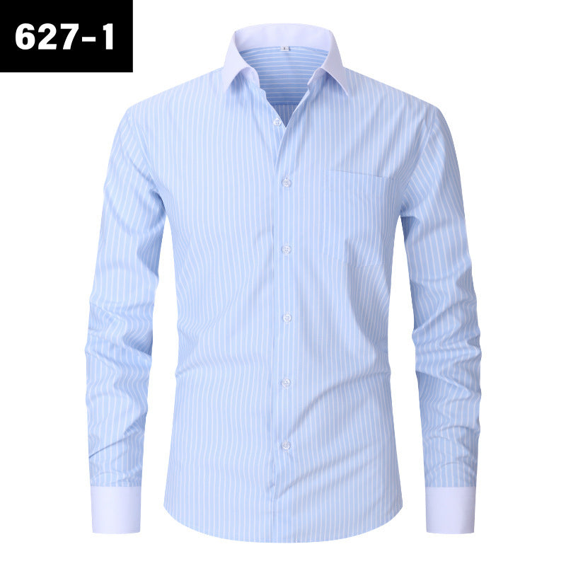 Men's Casual American-style Long-sleeved Striped Shirt