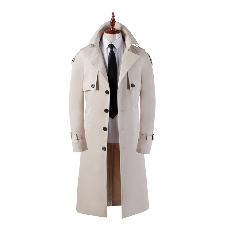 Men's Trench Coat Super Long Over The Knee Slim Business Casual coat