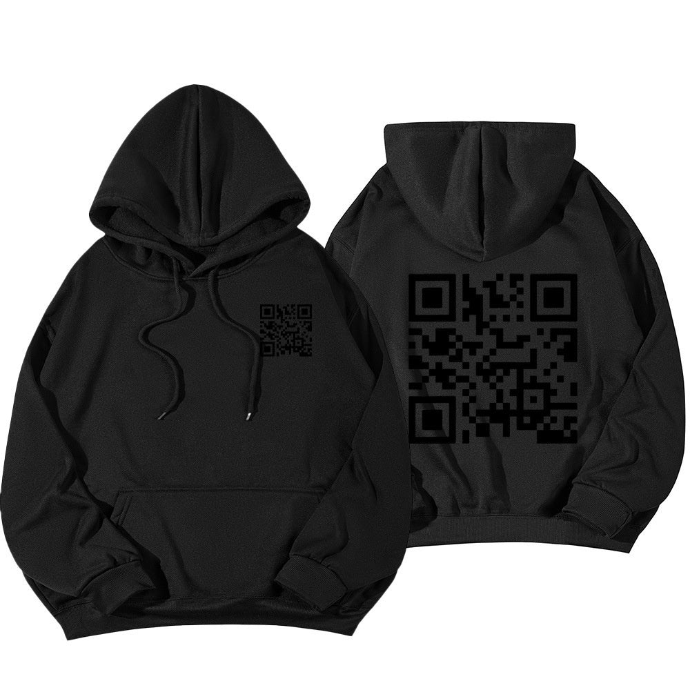 Hoodie Cross-border Fleece-lined QR Code Hoodie