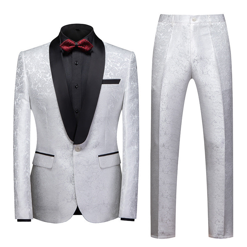 Men's Evening Dress Host Jacquard Two-piece suit Set