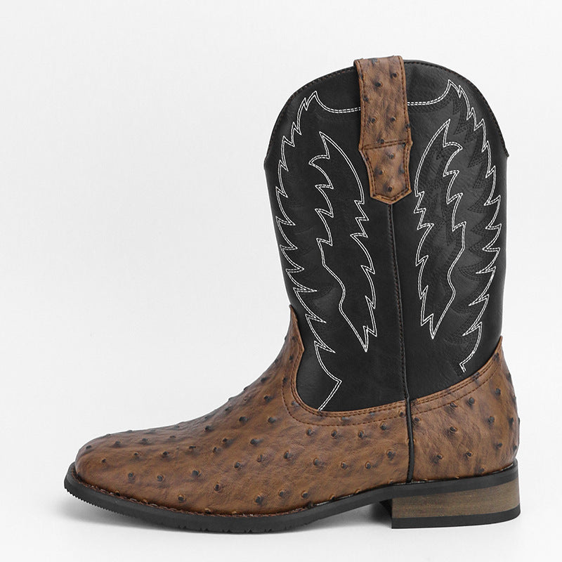 Western Denim Square Toe Motorcycle Men's Boots