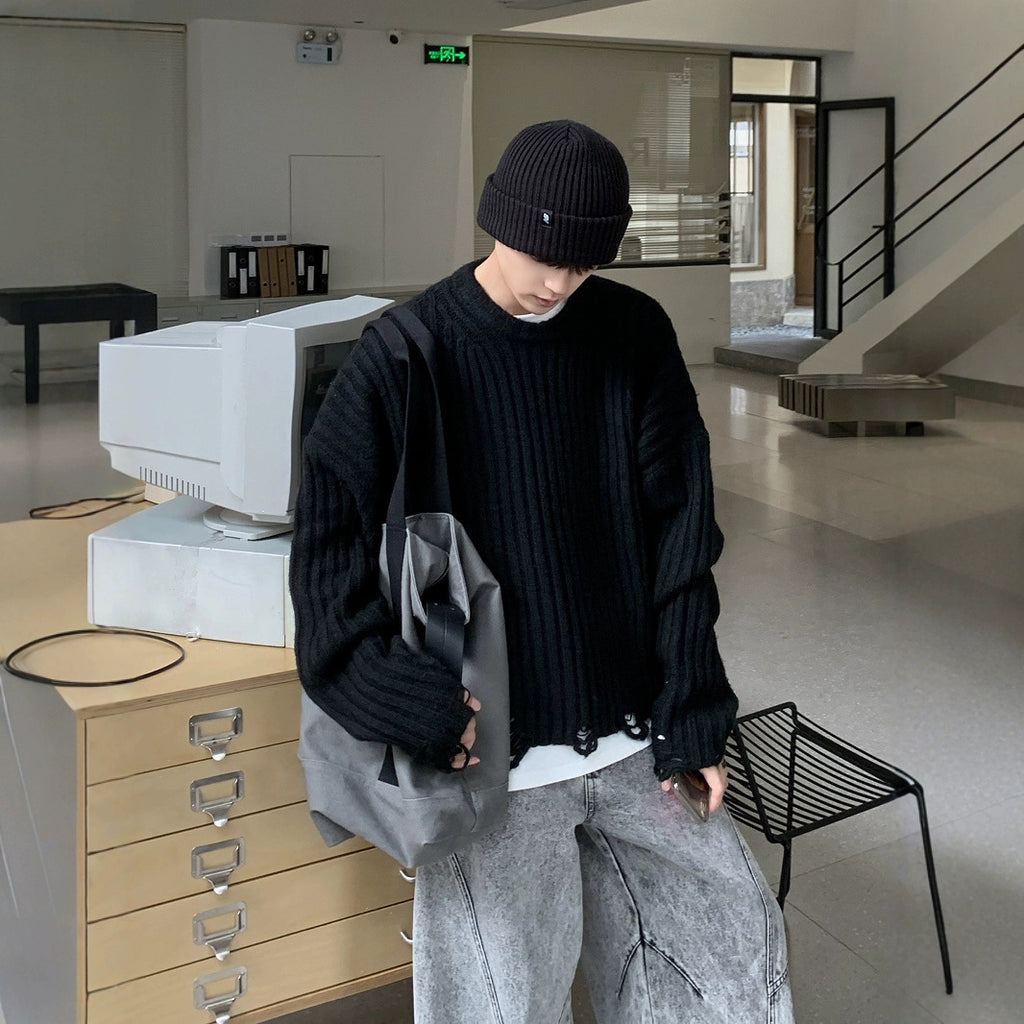 Retro Worn Long-sleeved Pullover Sweater For Men And Women