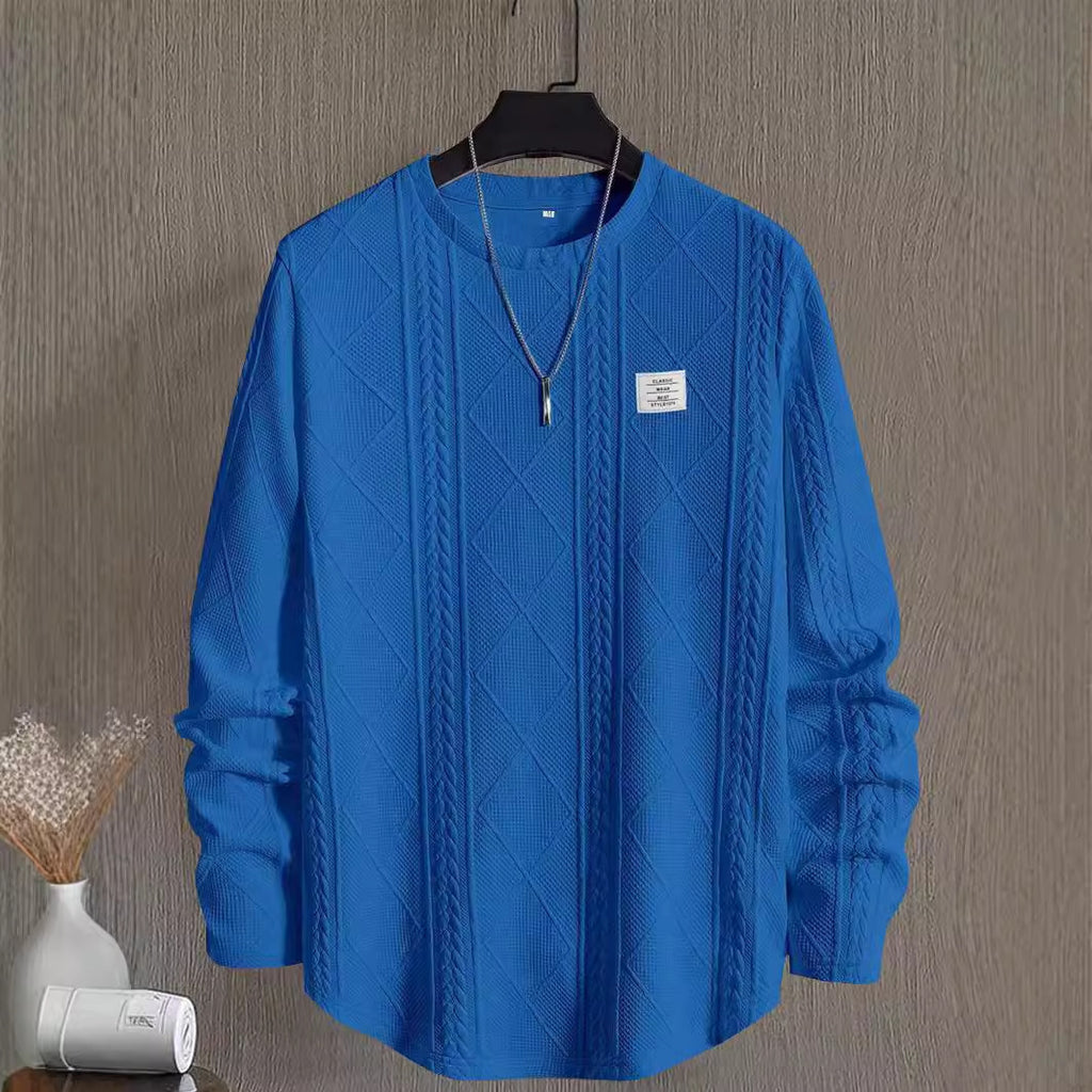 Men's Letter Chest Detail Casual Loose Round Neck Pullover Long Sleeve sweater