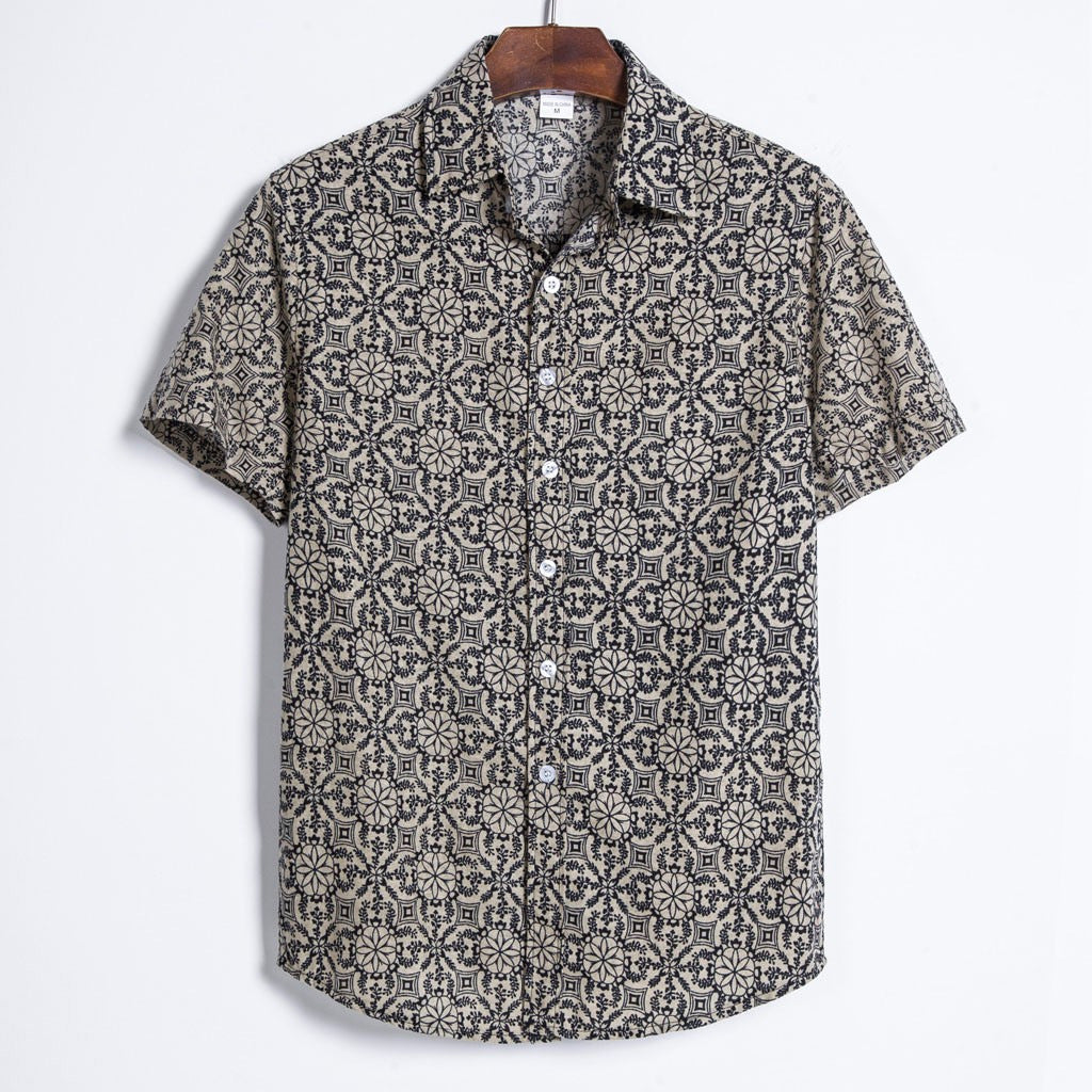 Hawaiian Men's Summer 3D Printed Short-sleeved Shirt