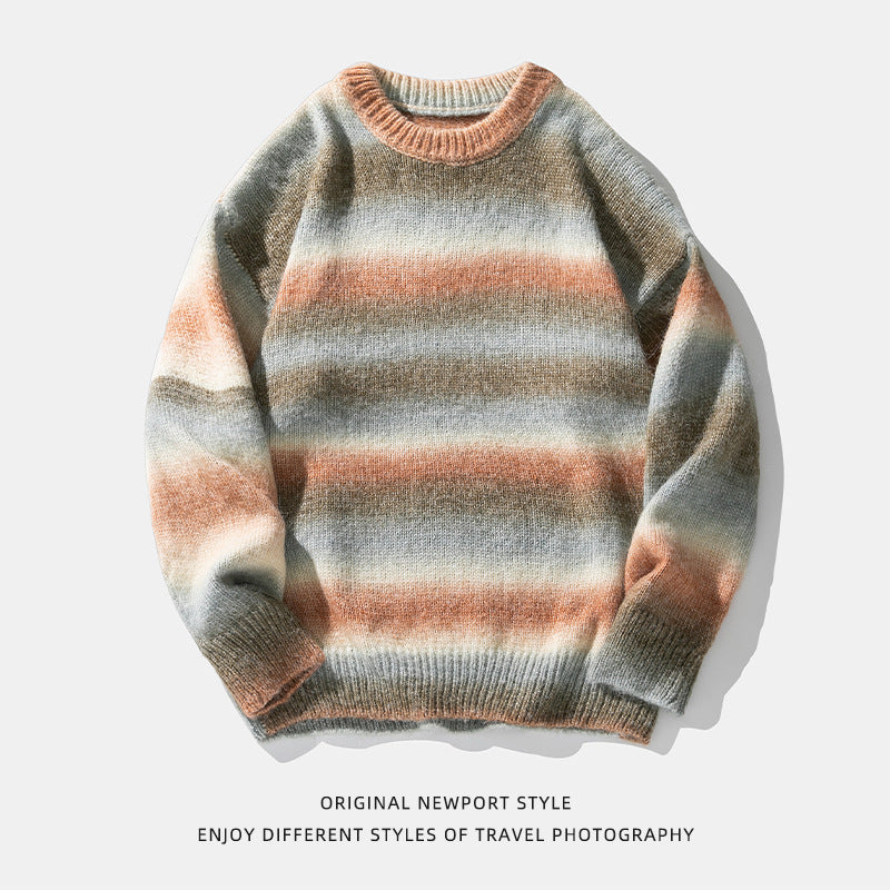 Japanese Gradient Satin Dyed Round Neck Sweater For couple