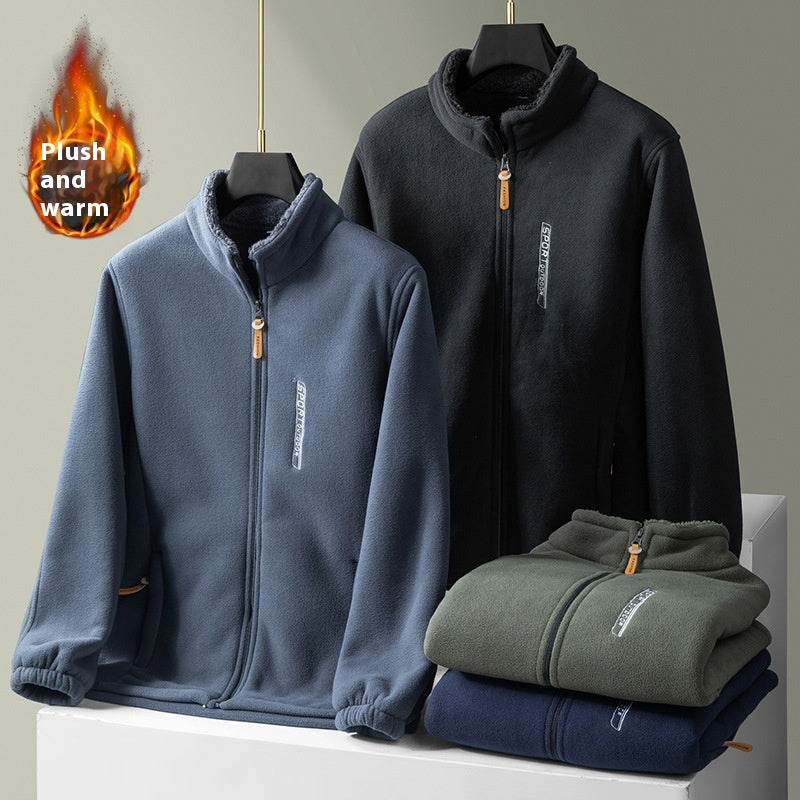 Outdoor Polar Fleece Men's Autumn And Winter Thickening Double-sided Shell Jacket