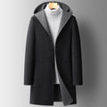 Fall Winter Hooded Double-sided Wear Wool Men's Mid-length Overcoat