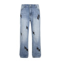 Lightning Embroidered Denim Trousers Men