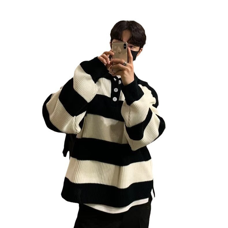Men's Loose All-matching Striped sweater