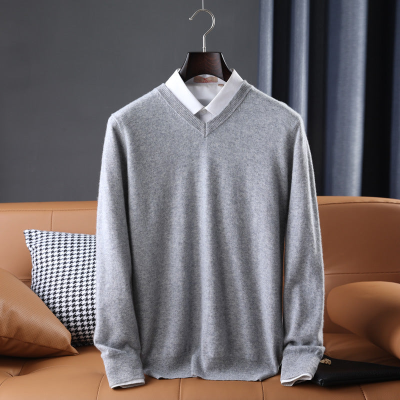 Korean Style Wool V-neck Bottoming Shirt Pullover Sweater