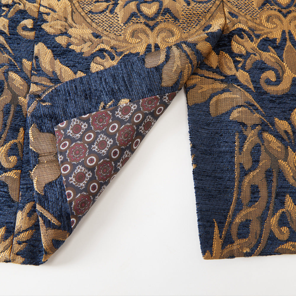 Men's Jacquard Black Flannel Collar suit