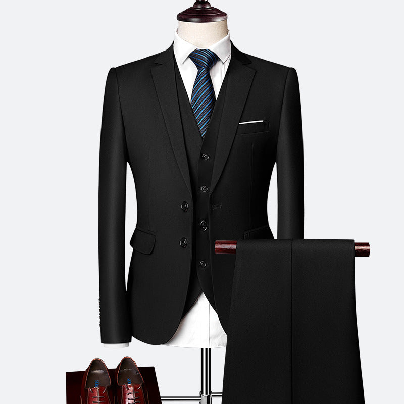 Men's Three-piece British Slim-fitting Wedding Dress Multicolor suit