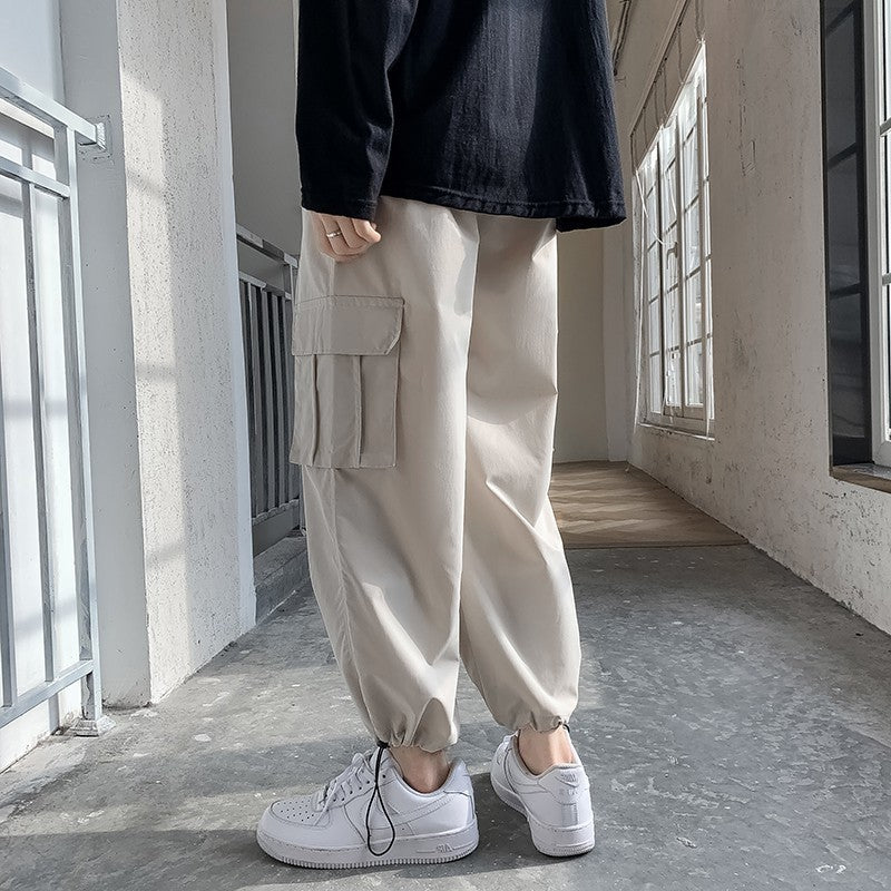 Mens Sports Casual Loose Fitting Wide Leg Trousers