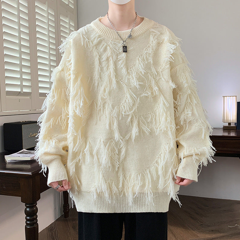 Pullover Round Neck Line Jacquard Long Sleeve Sweater