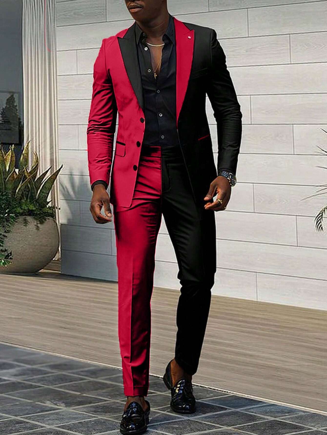 Men's Formal Wear Advanced Sense Contrast Color Fit Comfortable Three Piece Suit