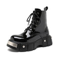 Men's Chunky Heel Platform Round Head Lace-up Martin Boots