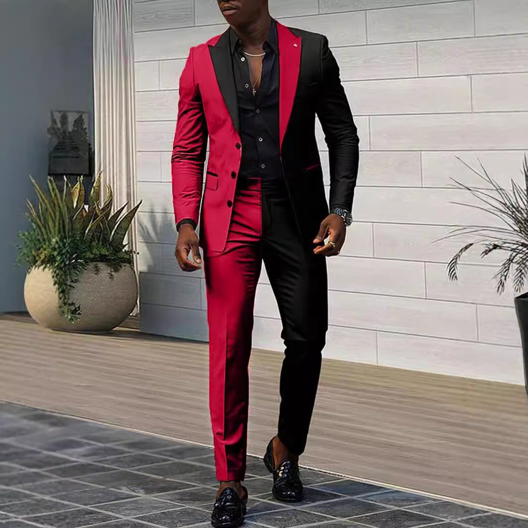 Men's Formal Wear Advanced Sense Contrast Color Fit Comfortable Three Piece Suit