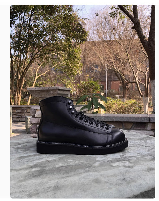 Dark Retro Distressed Motorcycle Monkey Face Short Face Worker Boot