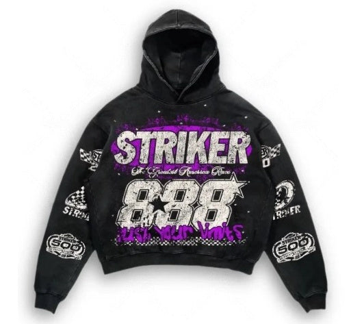 Letter Print Pullover Sweater Retro High Street hoodie