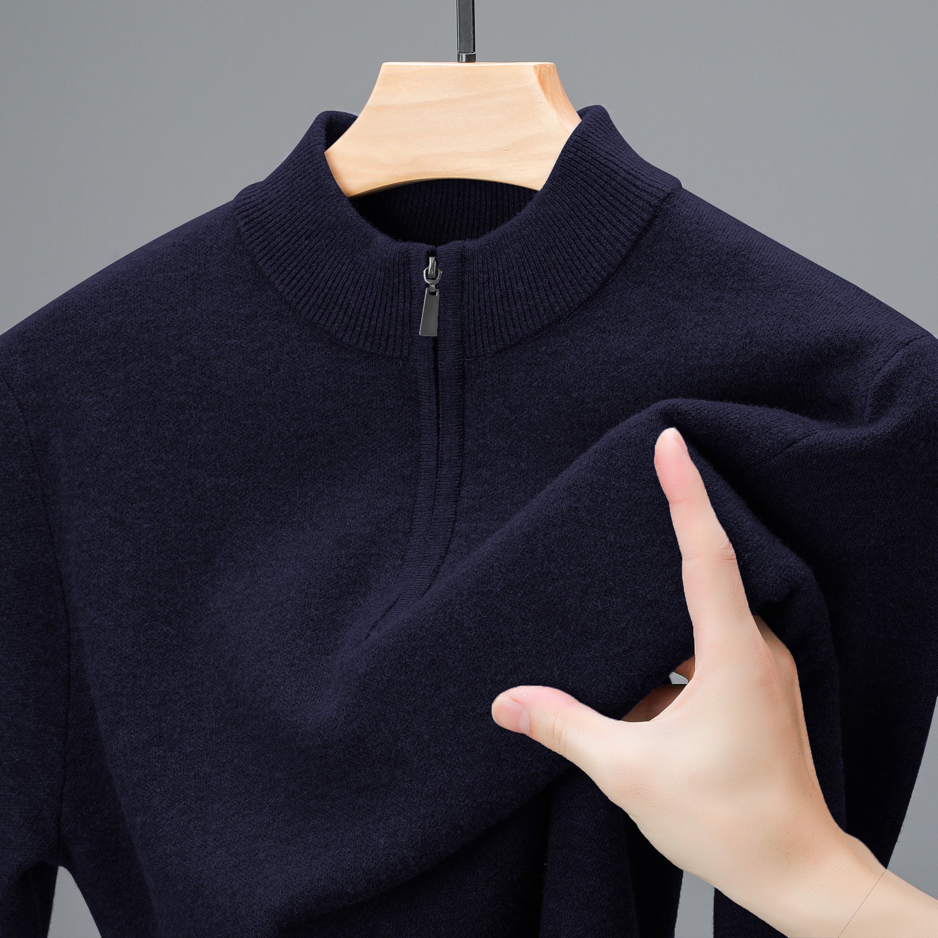 Men's Half-high Collar Zipper Sweater