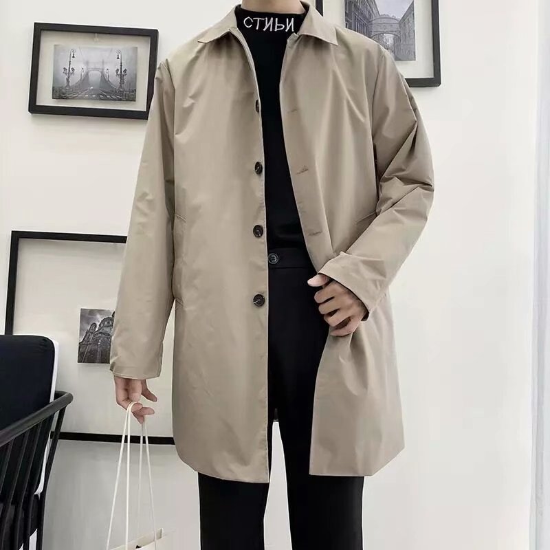 Men's Medium Length Spring And Autumn Leisure Trench Coat