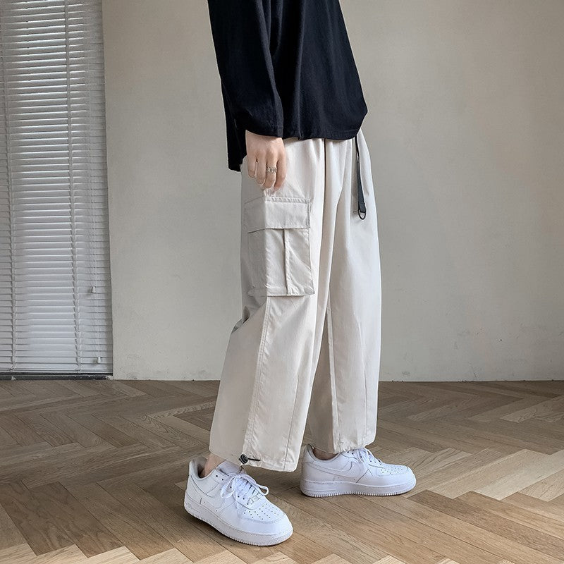 Mens Sports Casual Loose Fitting Wide Leg Trousers