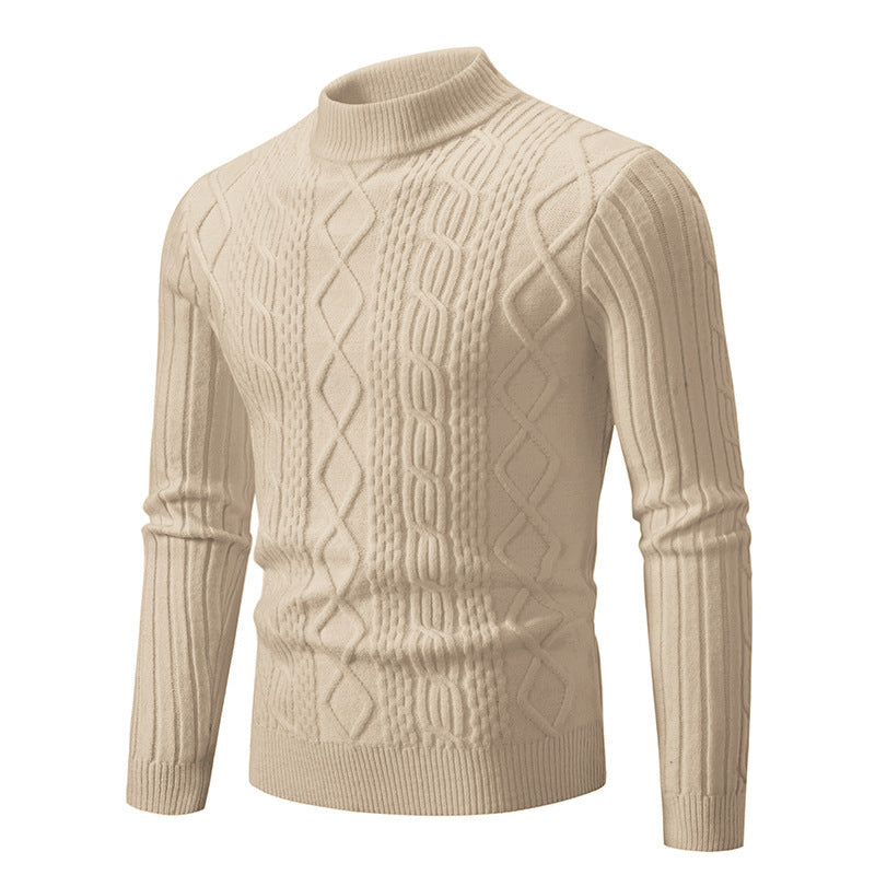 Men's Twisted Round Neck Pullover Leisure Sweater