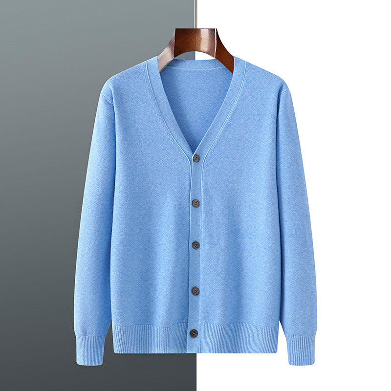 V-neck Knitted Cardigan Coat Men