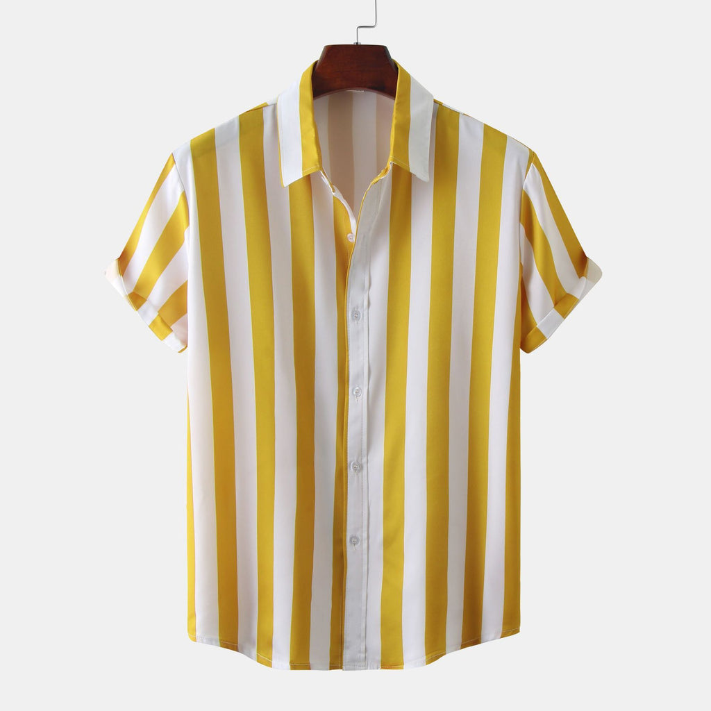 Men's striped Short Sleeve Loose Shirt