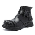 Men Punk Rock Tooling Machinery Car Boots Lace-up Big Head Leather Shoes