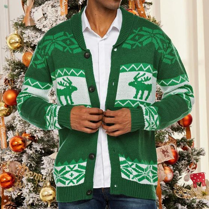 Men's Christmas Jacquard buttoned Sweater