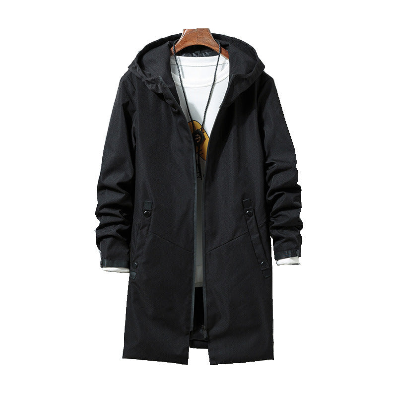 Autumn Hooded Coat Solid Color Mid Length coat