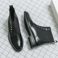 Stitching High Top Wild British Martin Casual Men's Leather Shoes