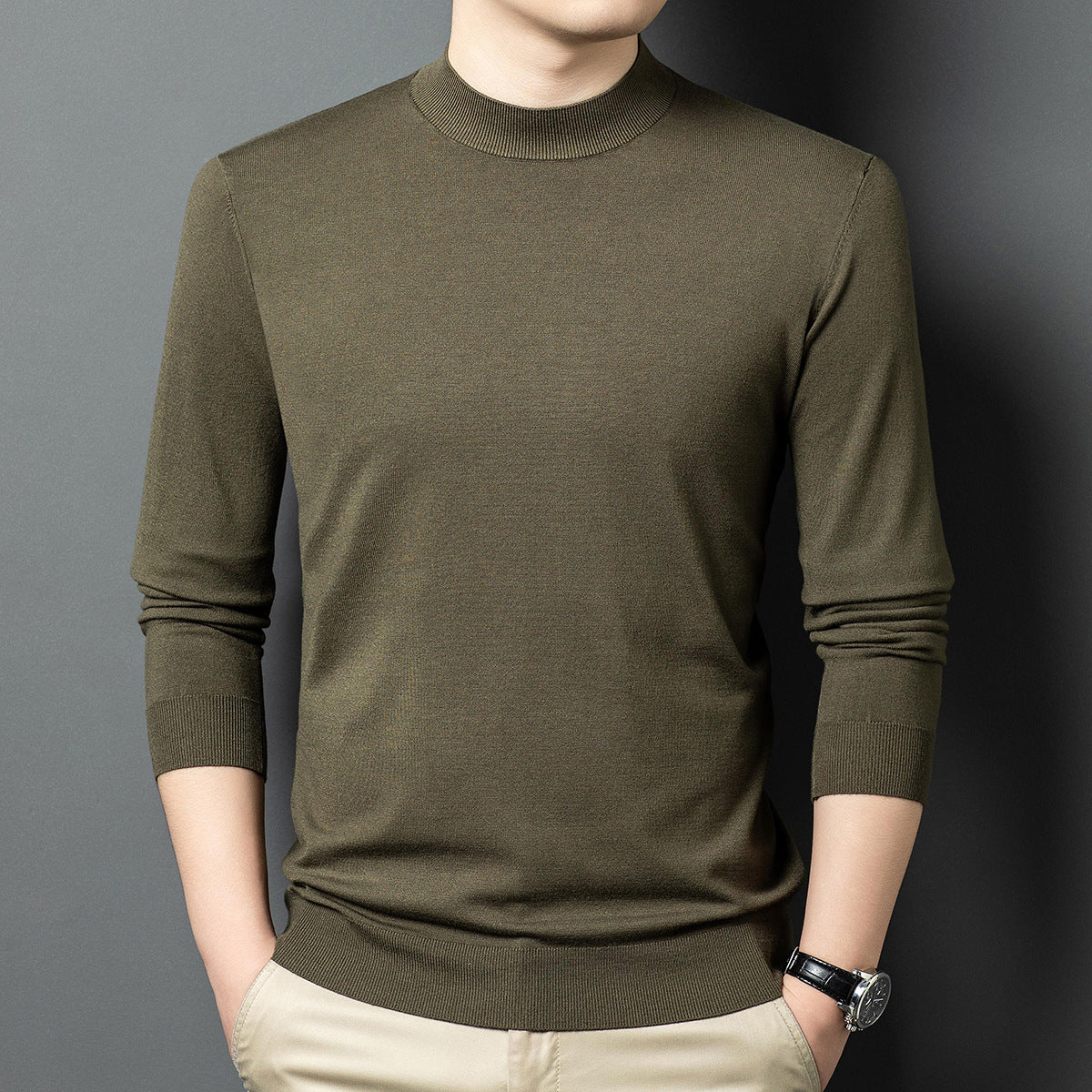 Round Neck Wool Men's Sweater