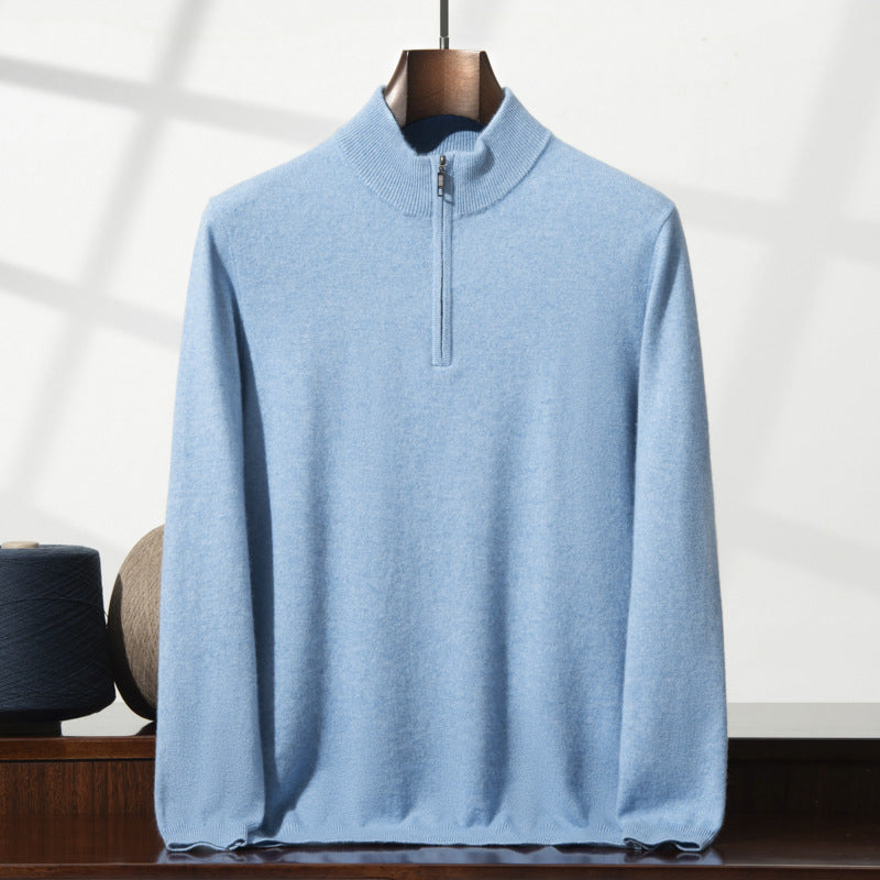 Men's Cashmere Sweater Zip-up Turtleneck Young And Middle-aged sweater