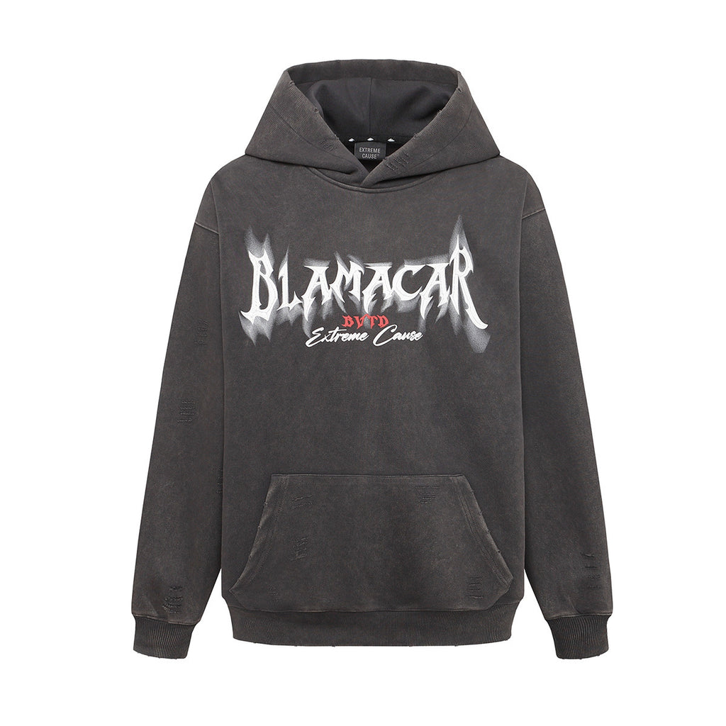 Retro Heavy Washed Hoodie Printed Hoodie